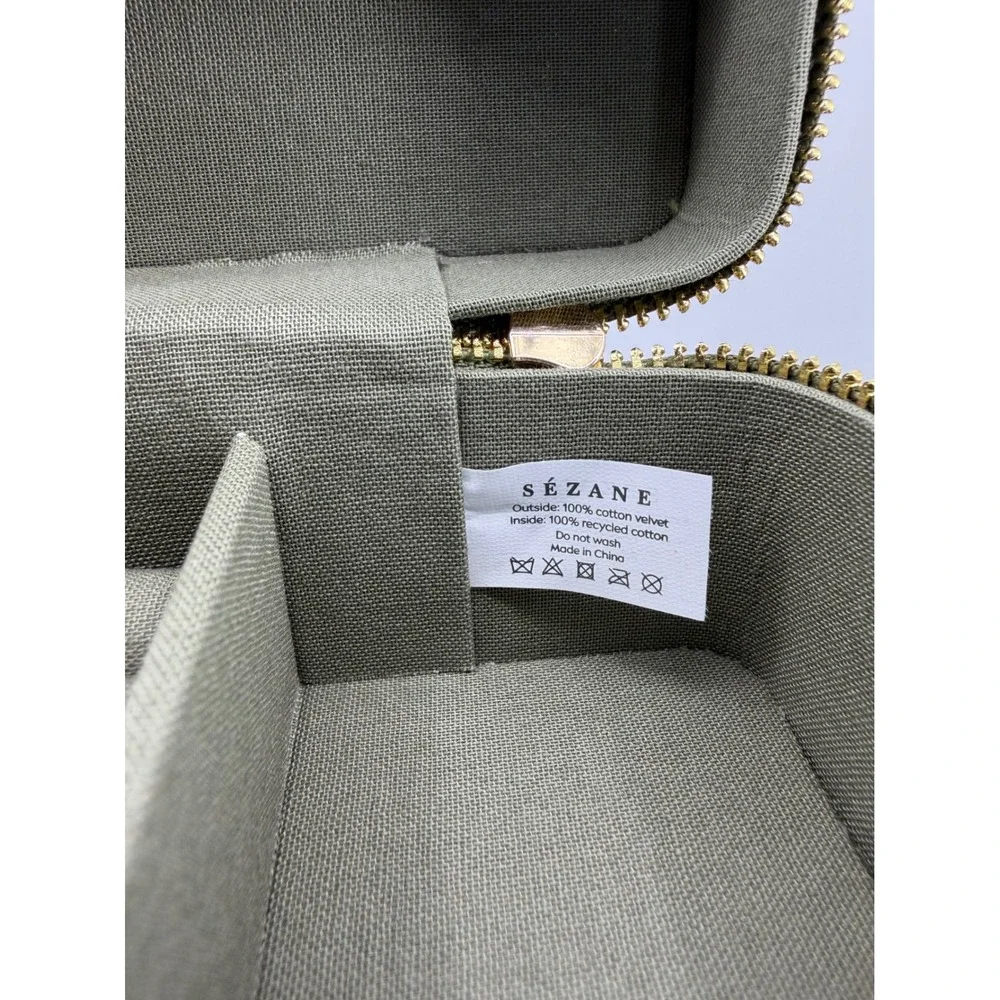 Sezane Velvet mini Jewelry Box Women OS Olive Green Tassel Travel Case Organizer
